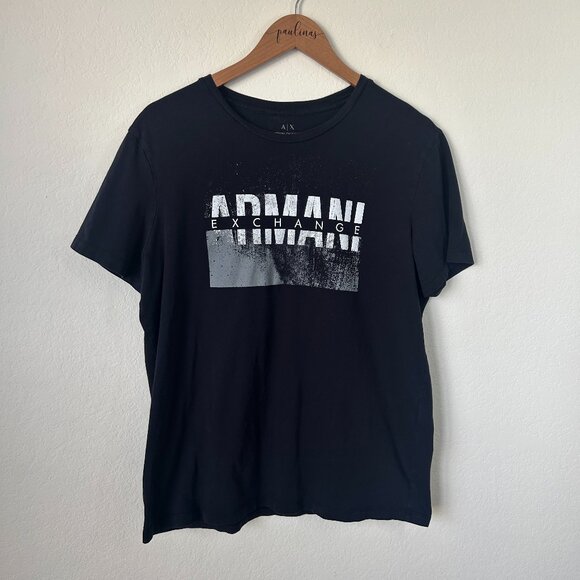 Armani Exchange Men’s T-Shirt Black XL Graphic Logo Tee Short Sleeve Casual Top - Picture 1 of 6